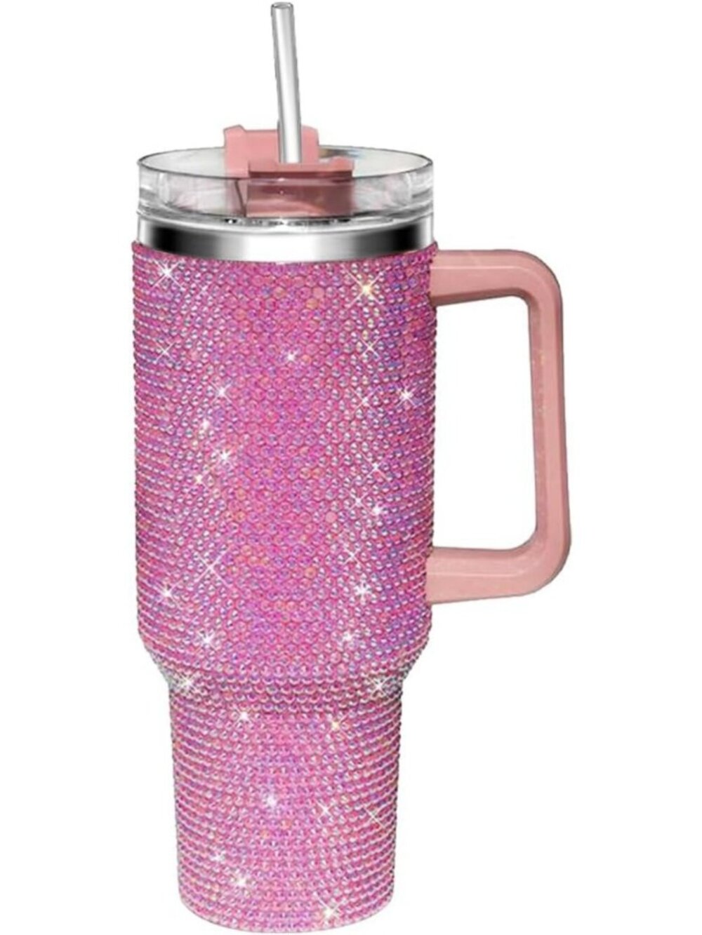 Glitter Rhinestone 40oz Tumbler with Handle & Straw - Bling Travel Cup